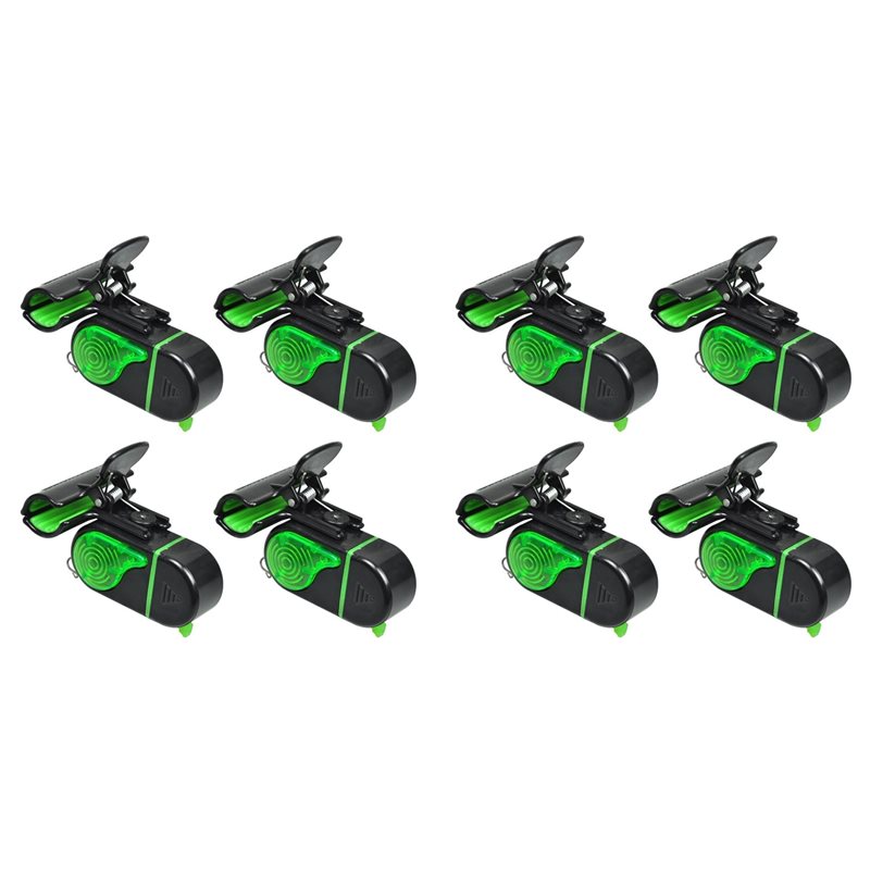 Bite Alarm - A06F-8PCS LEDライト付き釣り用バイトアラーム - ロッド用高感度電子釣りベル、大音量80Dbサウンド＆点滅ライト